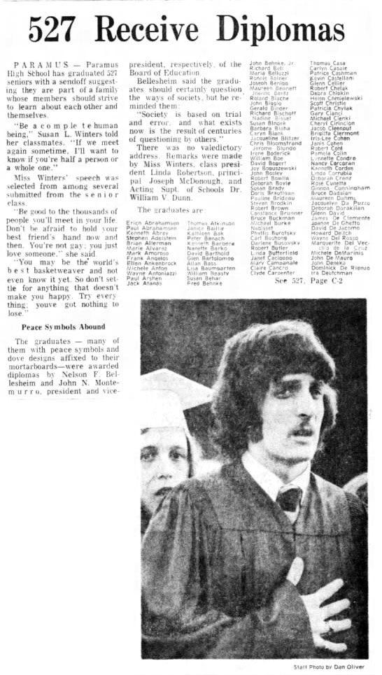Paramus Graduates 527 Class of 1971