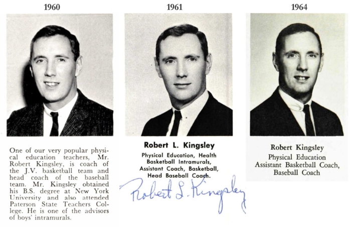 Robert Kingsley, Paramus High School Educator 1960, 1961, 1964
