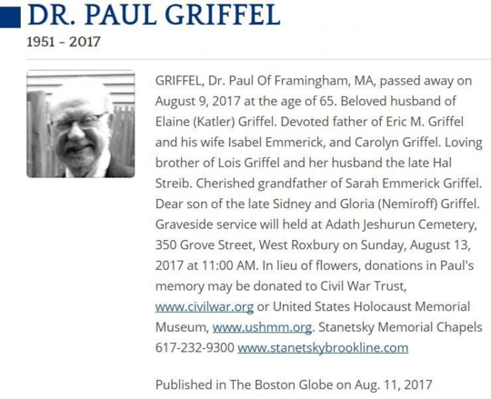 Paul Griffel Obituary 2017