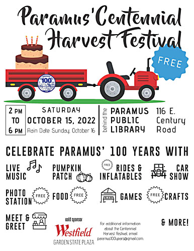 Paramus' Centennial Harvest Festival flyer