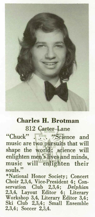 Charles (Chuck) H Brotman, Paramus High School Class of 1973