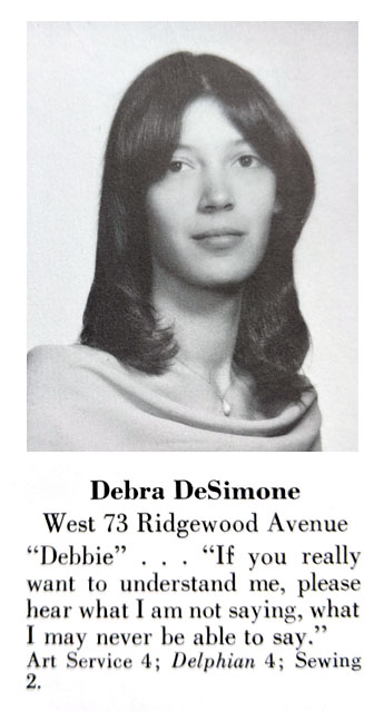 Debra De Simone (Traugot), Paramus High School Class of 1974